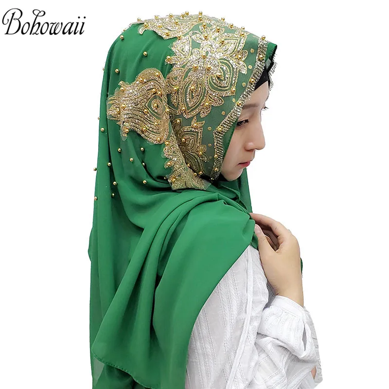  24 Colors Sequins Diamonds Jersey Hijab Scarf Shawl Abaya Headscarf Turbantes Handkerchief Long Chi