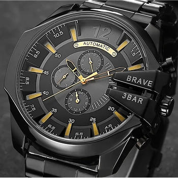 

Mechanical Watch Automatic Self-Wind Men Wristwatch Auto Date Calendar Military Army Male Watch Gold Luxury Brand Relogios