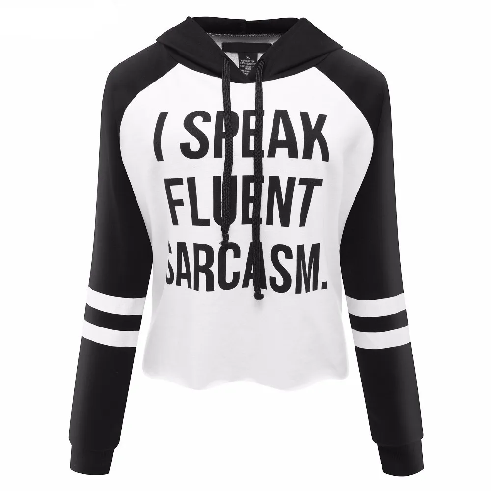 2019 Spring New Best Selling Foreign Trade Women's Short Hooded Long-sleeved Letter Printing