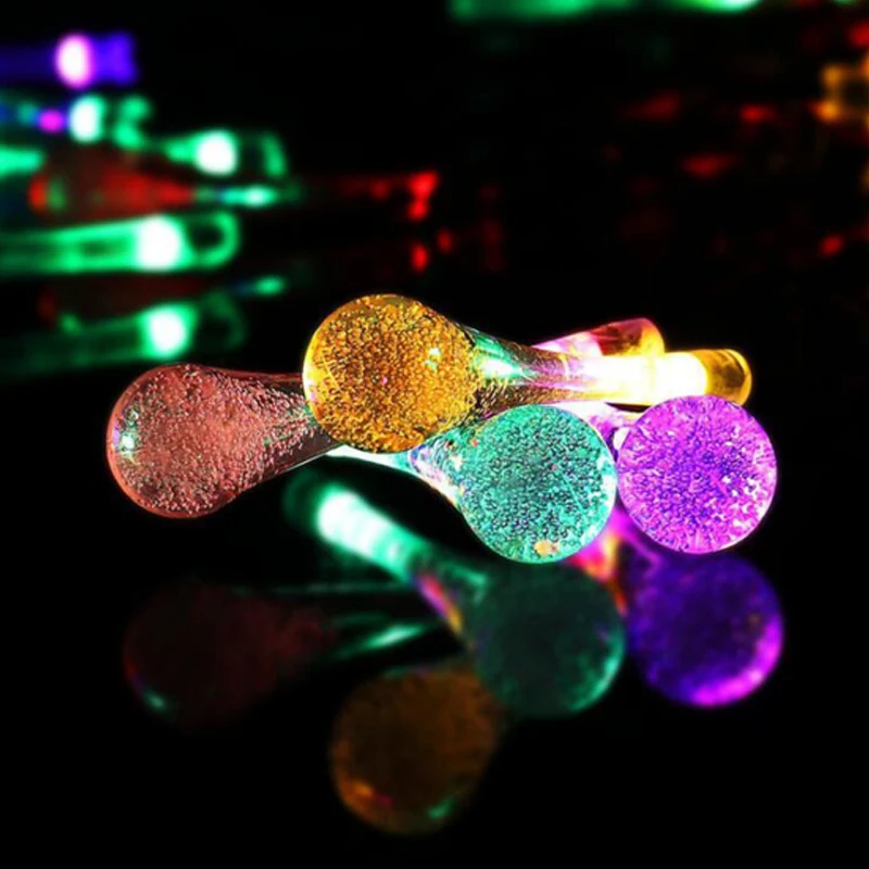Light String BulbOutdoorSolar Lights Christmas Party Water Droplet Sunlight Led Bulb 20 LED Solar Lamp for Garden Decoration (14)