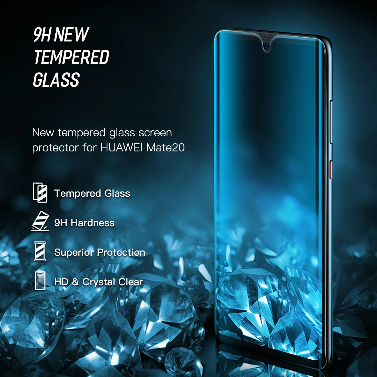 9 H закаленное стекло для huawei mate 20 протектор экрана Алмазная пленка полное