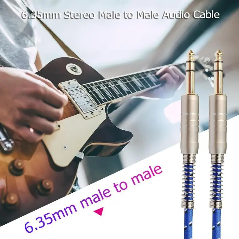 

1m/1.8m/3m/5m/10m 6.35mm Stereo Audio Cable Male to Male Aux Extension Cable for Electric Guitar Mixer Microphones Amplifiers