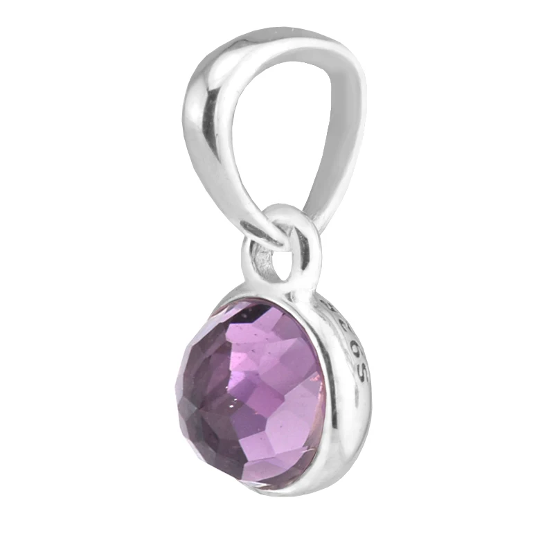 

Fits for Pandora Bracelets February Droplet Charms with Amethyst 925 Sterling Silver Beads Jewelry Free Shipping