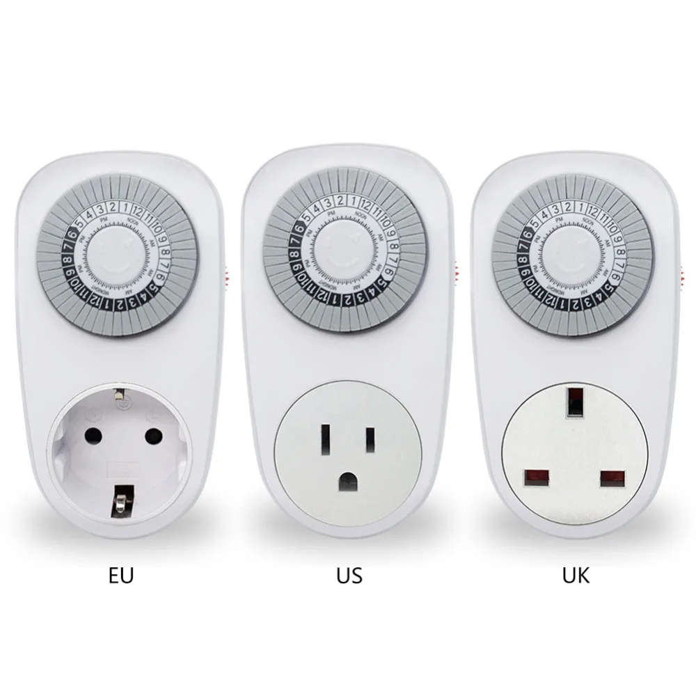 

EU/US/UK Plug 24 Hour Timer Switch Socket Mechanical Programmable Power Switch Electrical Plug Converters Sockets