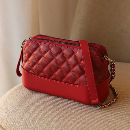 WOONAM женская дизайнерская модная сумка из натуральной стеганой овчины кожаный чехол на дно маленькая сумка через плечо WB921 - Цвет: Red