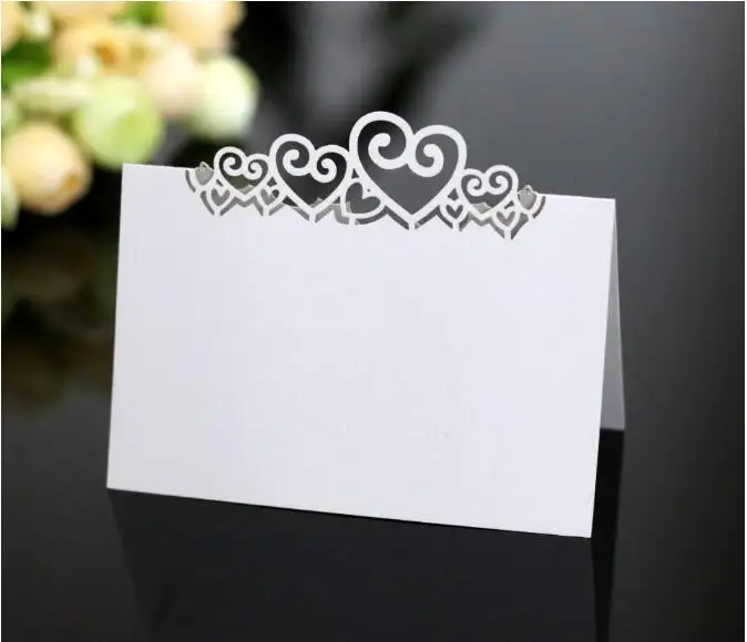 

100PCS/LOT Laser Cut Love Heart High Quality Table Name Card Wedding Birthday Christmas Party Decoration