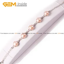 Жемчужно-белый браслет из нержавеющей стали 9-10 мм регулируемый размер 7," модные бусины для изготовления ювелирных изделий DIY