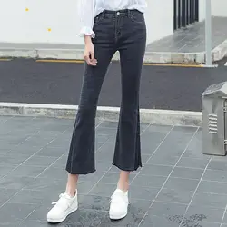 Новый 2019 Высокая талия джинсы Винтаж Стройный расклешенные джинсы Высокое качество джинсовые штаны Для женщин Vaqueros E831