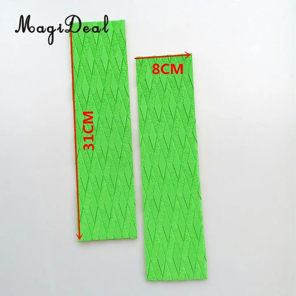 2Pcs EVA Anti-slip 5mm Surfing Traction Pad Bar Grip for Skimboard Longboard SUP Surfboard Bodyboard Shortboard - Fruit Green