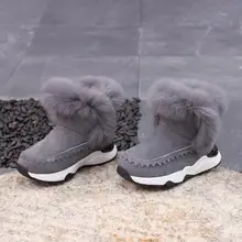 Детская обувь для девочек и мальчиков; толстая теплая детская зимняя обувь из натуральной кожи; модные ботинки с натуральным мехом для малышей; зимние ботинки