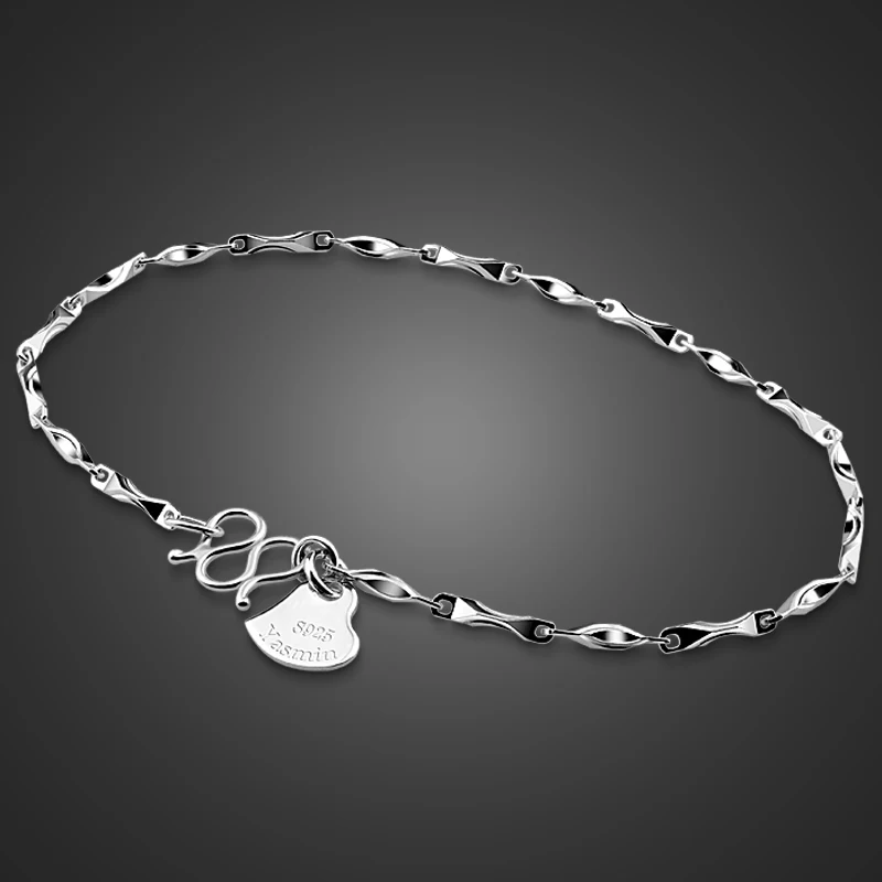 

Wholesale high quality sterling silver jewelry. Fashion simple solid 925 silver bracelet for women and men. Girl birthday gift