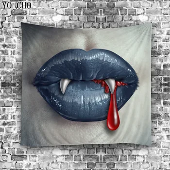 

YO CHO Beach Mat Yoga Towel Blood Blanket Hippie Hand Wall Carpet 3d Funny Featured Wall Hanging Halloween Vampire Tapestry