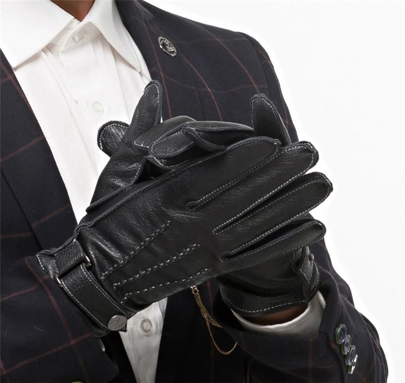 Мужские перчатки из оленьей кожи с сенсорным экраном