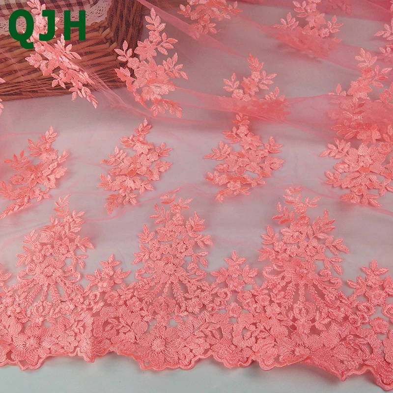 Розовый французский Тюль вышивальная сетчатая кружева ткань последняя африканская гипюровая кружевная ткань для платья полиэстер шелк 130 см Ширина