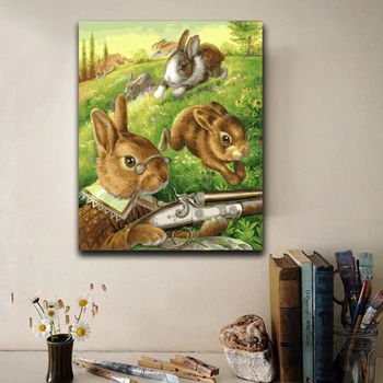 

Realistic cute little rabbit diy oil paints colorings by numbers drawn by yourself With color on canvas for kids practise pain