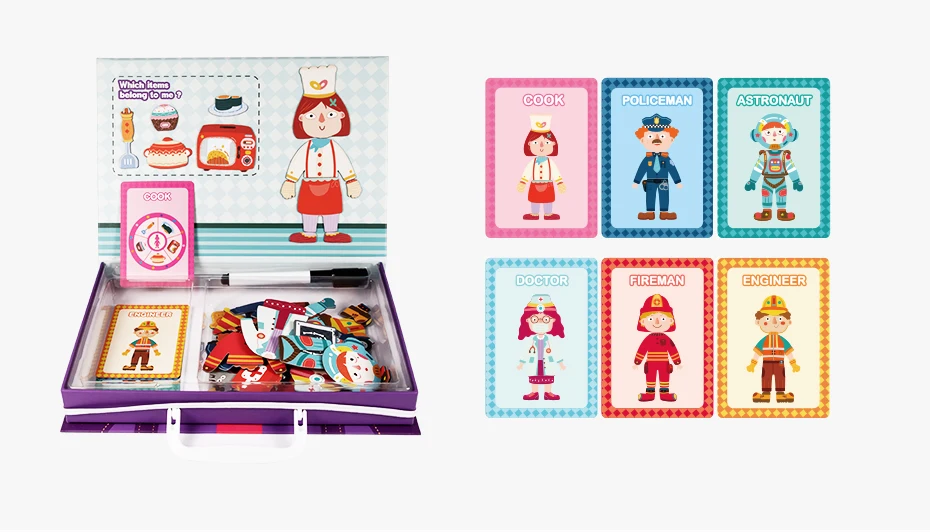 Magnetic 3D Puzzle Profession Role Jigsaw Toys Who Am I Game Puzzles Characters Learning Educational Toys for Kids Child Gift930_14