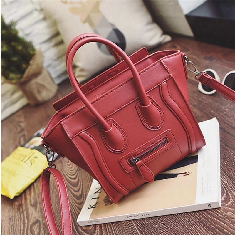 New Trendy Women Leather Handbag Hit Color Design Ladies Single