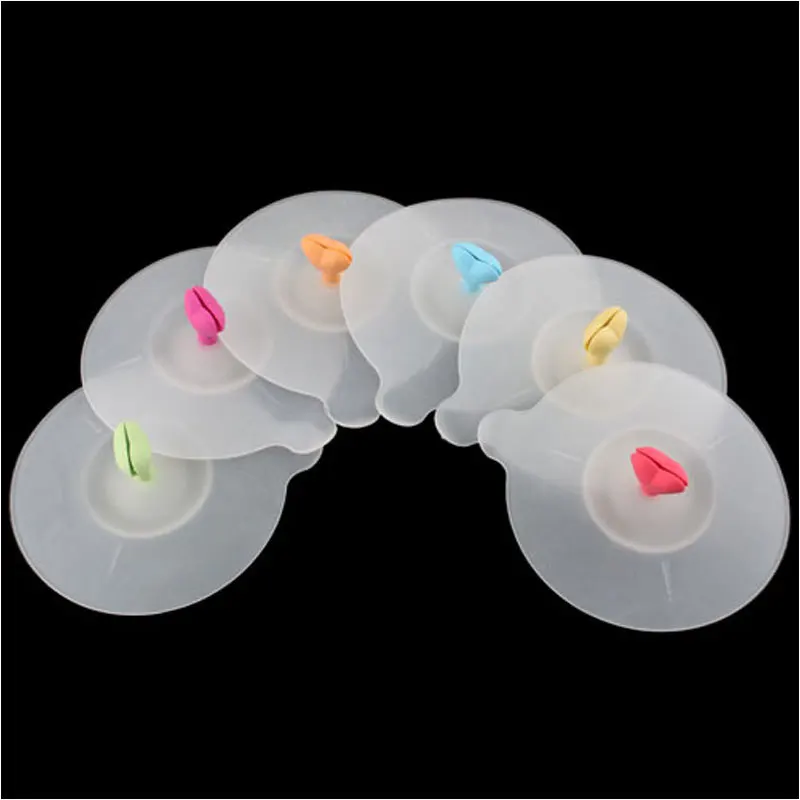

Cute Heart Silicone Cup Lid Cover Cap w/ Spoon Holder #7261