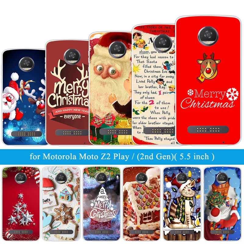 Для Motorola Moto Z2 Play силиконовые чехлы для телефонов XT1710 5 &quotРождественский чехол с