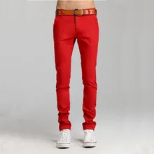2017 neue mens candy farbe rot grün weiß gelb blau khaki schwarze Dünne Hosen Männer Dünne Größe 29-36 Art Und Weisehose Zeichnen Hosen