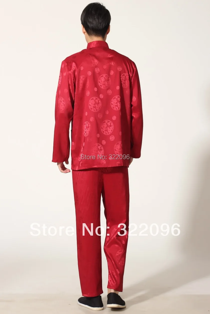 Шанхай история Лидер продаж Китайский традиционный мужчин кунг-фу костюм тай-чи костюм кунг-фу форма производительность красный