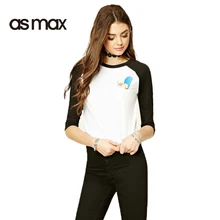 asmax 2017 Fashion T-shirt Women Casual Half Sleeve Character Print Lady Tops Preppy Cute O-neck Female Summer T-shirt