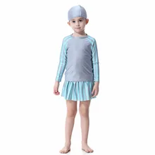 Для девочек Мусульманские купальники Ислам пляжная одежда для плавания костюмы из двух частей с длинным рукавом мусульманские исламский Детские купальники арабских