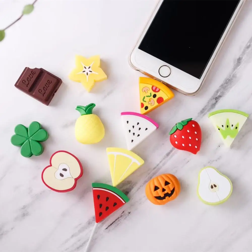 

Cute Fruit Data Line Protector Candy Color Cover For Iphone 6 6S SE 7 8 Plus X XS Max Case Phone Accessories