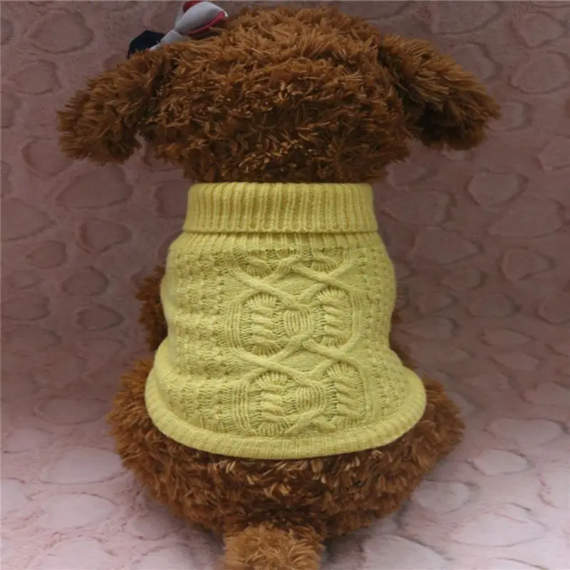 Вязаный свитер для собак, кошек, скрученный дизайн, осенне-зимний свитер для собак, высокое качество, теплая вязаная одежда, Толстовка для щенков - Цвет: Цвет: желтый