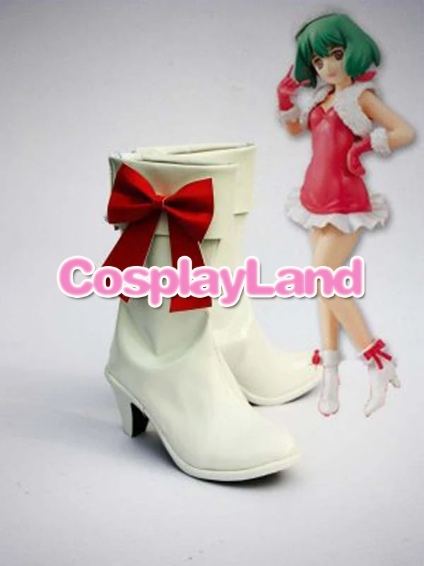 

Customize Boots Macorss Frontier Cosplay Ranka Lee White Coplay Shoes Cosplay Costume Anime Party Shoes