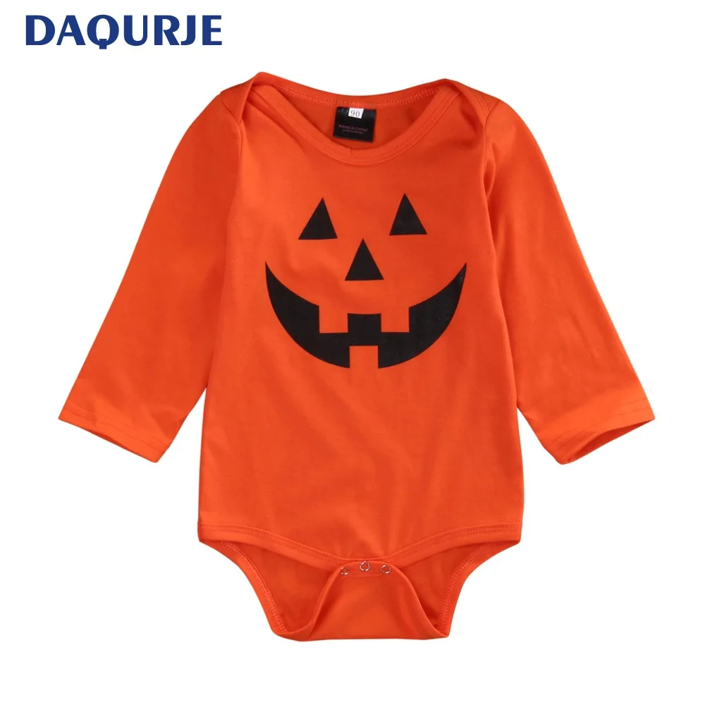 Cotton Bodysuit Halloween Baby Boy/Girl Clothes Pumpkin Print Orange