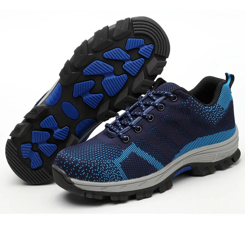 GNOME/непромокаемая камуфляжная защитная обувь для мужчин; Рабочая обувь со стальным носком; повседневные дышащие кроссовки; мужские ботинки с защитой от проколов - Цвет: Blue B