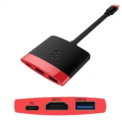 USB-C 3,1 концентратор ультра-тонкий Тип C к HDMI USB 3,0 зарядный адаптер конвертер кабель 20 V/4.5A USB-C концентратор