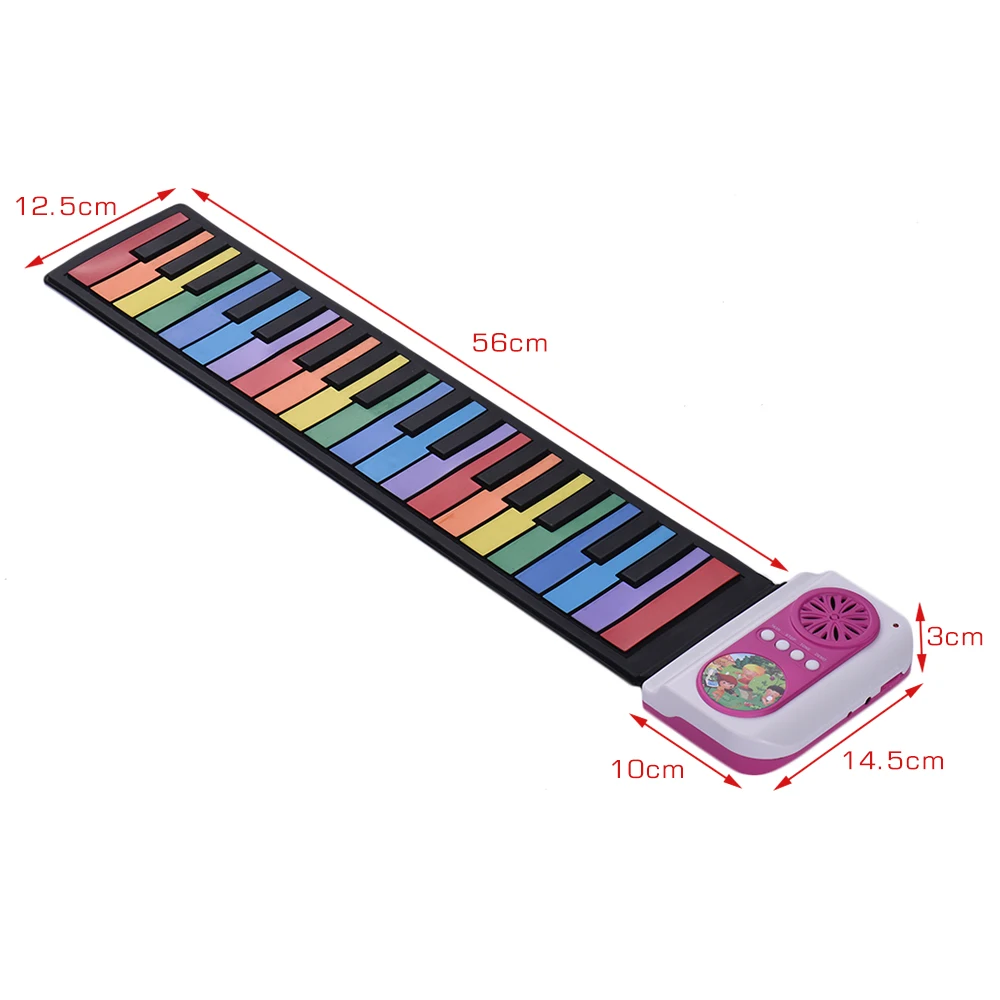 37-клавиша Портативный наматывания пианино кремния электронная клавиатура красочные ключи Встроенный динамик музыкальная игрушка для Для детей