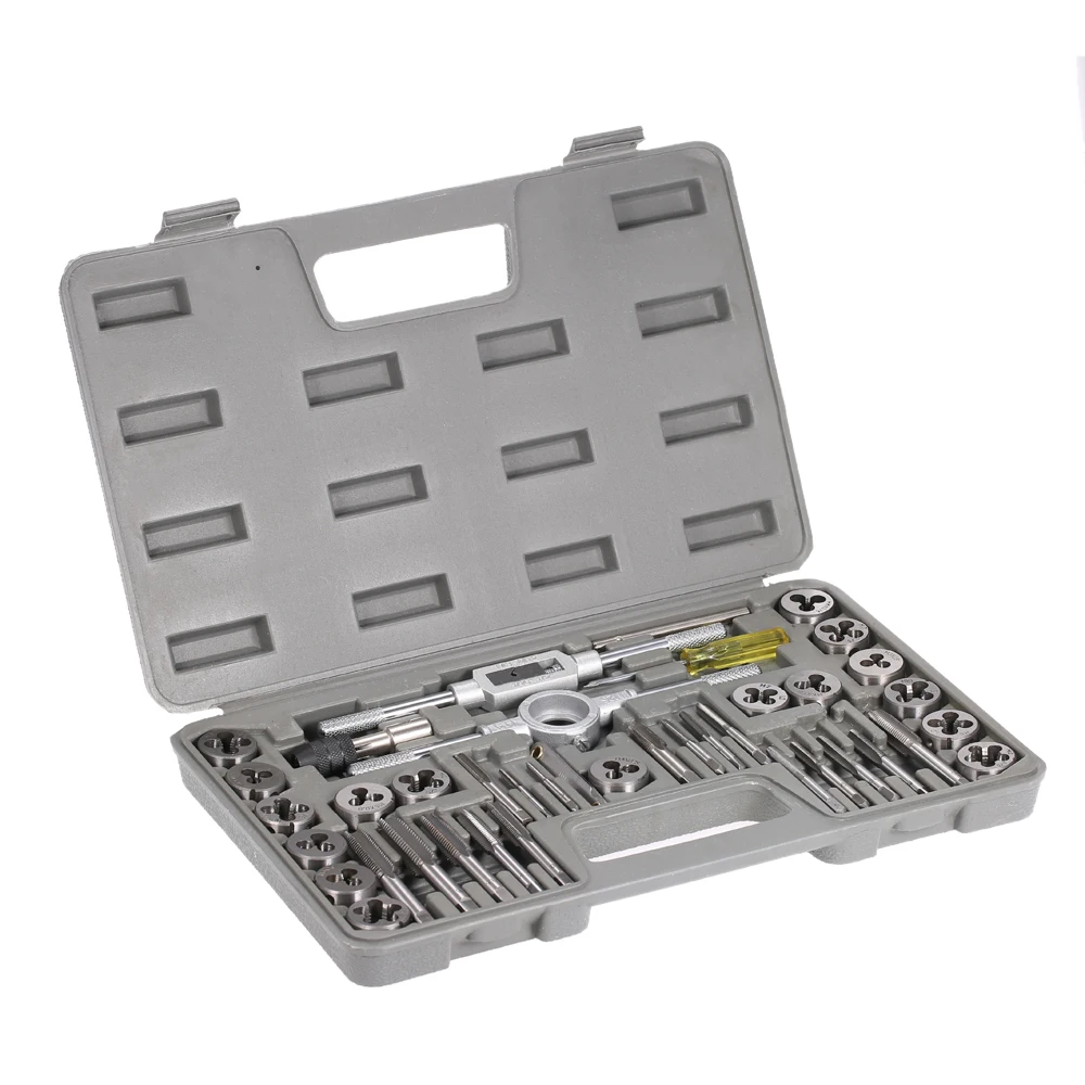 

40pcs Tap Die Set Metric Taps Dies Adjustable Tap Die Holder Thread Gauge Wrench Threading Tools