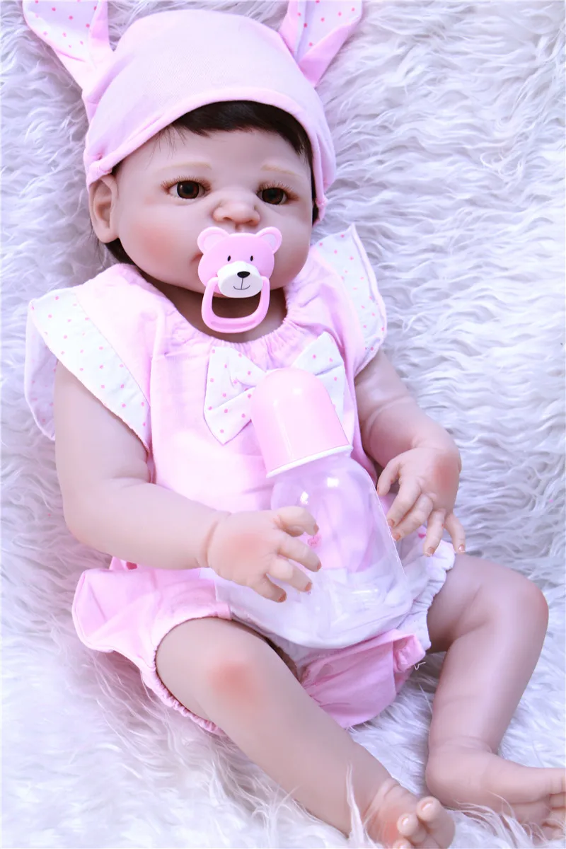

22" Fashion brand handmade doll reborn full body silicone vinyl can enter water bath doll realistic toddlers kids gift toys
