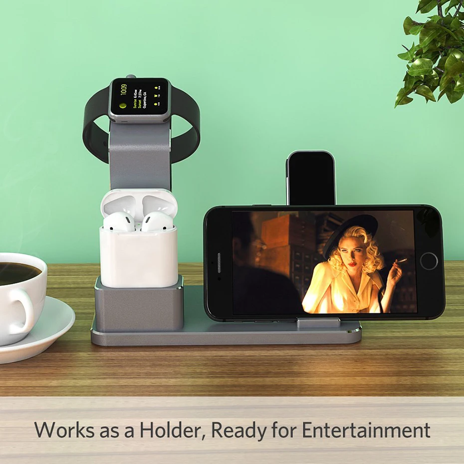 Metal Charger Dock Stand Holder For Iphone Airpods Apple Watch Aluminium Alloy Stand For Iphone X Cable Organizer Station Holder (8)