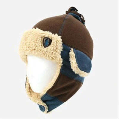 Зимняя шапка для мальчиков; шапки-бомберы; Теплая Флисовая детская шапка для мальчиков и девочек; шапка с наушниками; HT022 - Цвет: brown