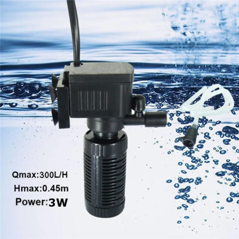 

3W 300L/H Mini Aquarium Internal Filter Submersible Water Pump Filter Oxygen Circulation For Fish Turtle Tank