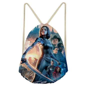 

ThiKin Drawstring Bag Backpack for Children Boys Alita Printing Small Drawstring Backpack Storage Bag Daypack Kids Bags