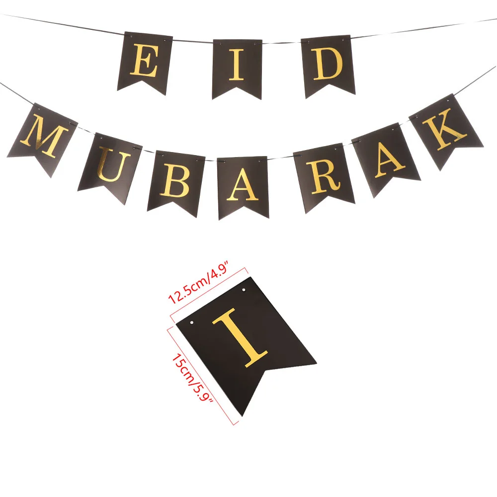 1 комплект EID MUBARAK бумажный баннер Рамадан украшение для дома гирлянда мусульманский фестиваль Рамадан золотой черный баннер для праздника Ураза-байрам