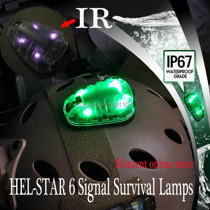 Фонарь для шлема Element HEL STAR 6 зеленый ИК или красный с волшебной лентой тактические