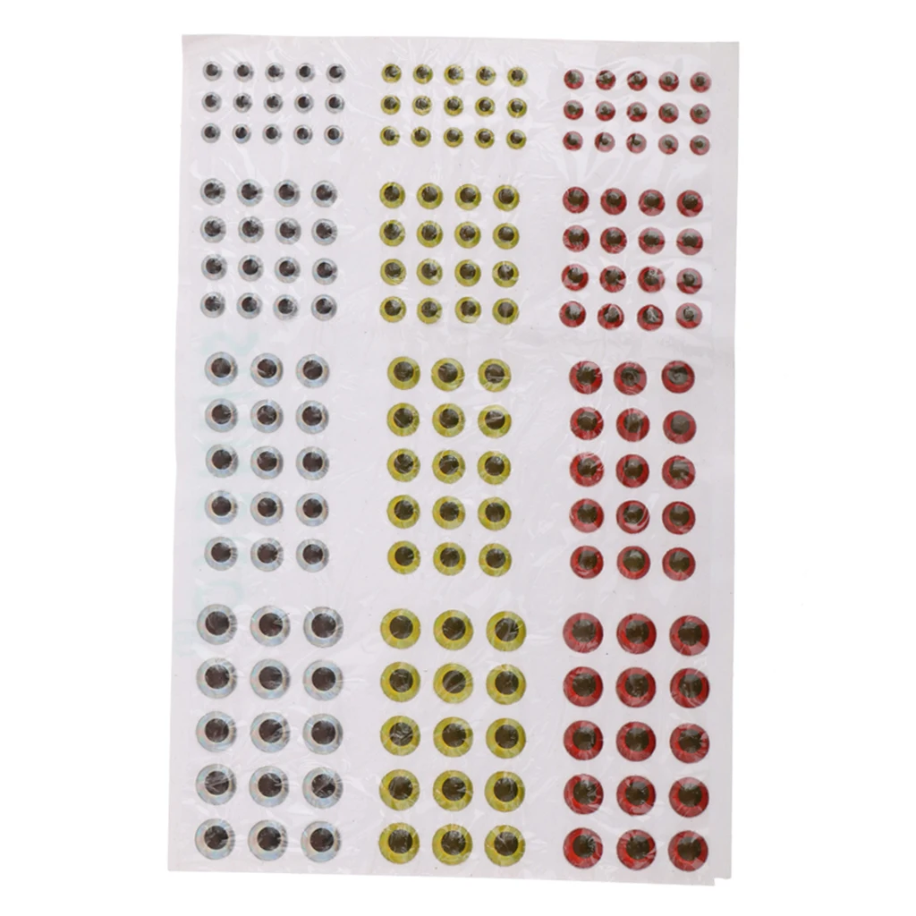 2D Holographic Fishing Lure Eyes For Fly Tying Jigs DIY Craft Dolls Pack of 183pcs Fishing Accessories