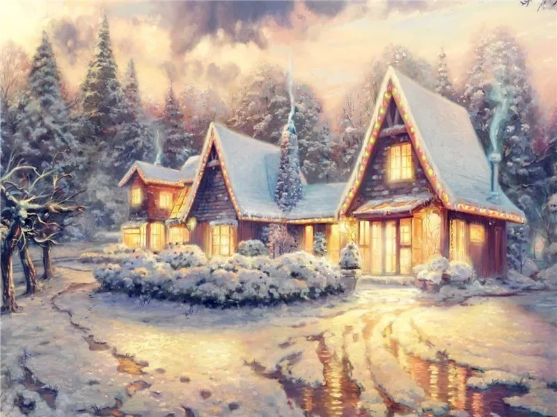 AZQSD Diy Алмазная вышивка зимний пейзаж, картина, выложенная алмазами Ландшафтная мозаика с бриллиантами снег 5D Рождественский подарок домашний декор - Цвет: EE1306