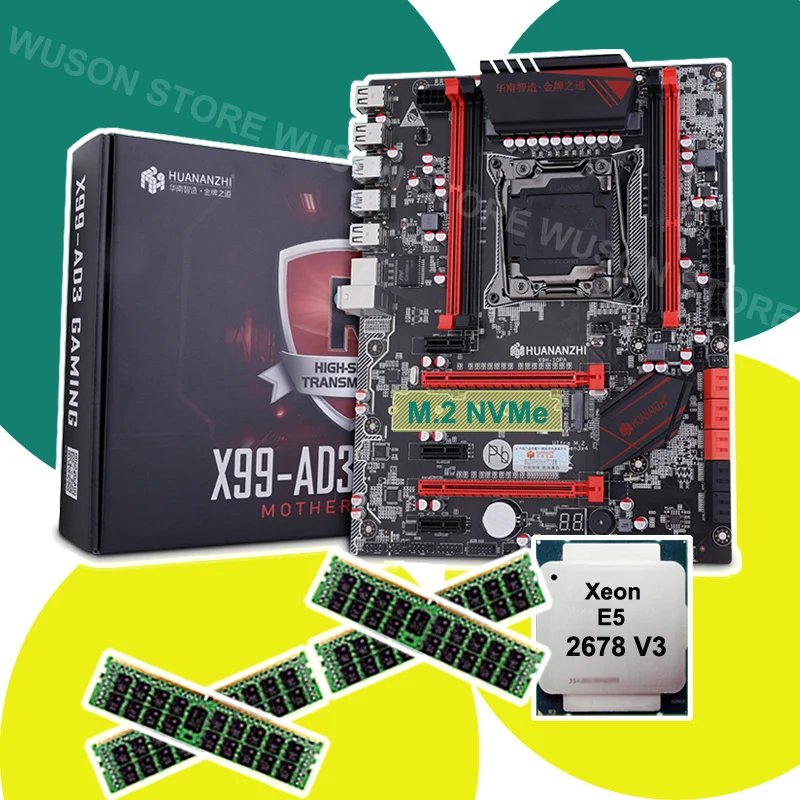 HUANANZHI X99 LGA2011-3 материнская плата с M.2 NVMe слот скидка материнская плата с ЦП Xeon E5 2678 V3 RAM 64G (4*16G) 1866 REG ECC HUANANZHI X99 LGA2011-3 материнская плата с M.2 NVMe слот скидка материнская плата с ЦП Xeon E5 2678 V3 RAM 64G (4*16G) 1866 REG ECC