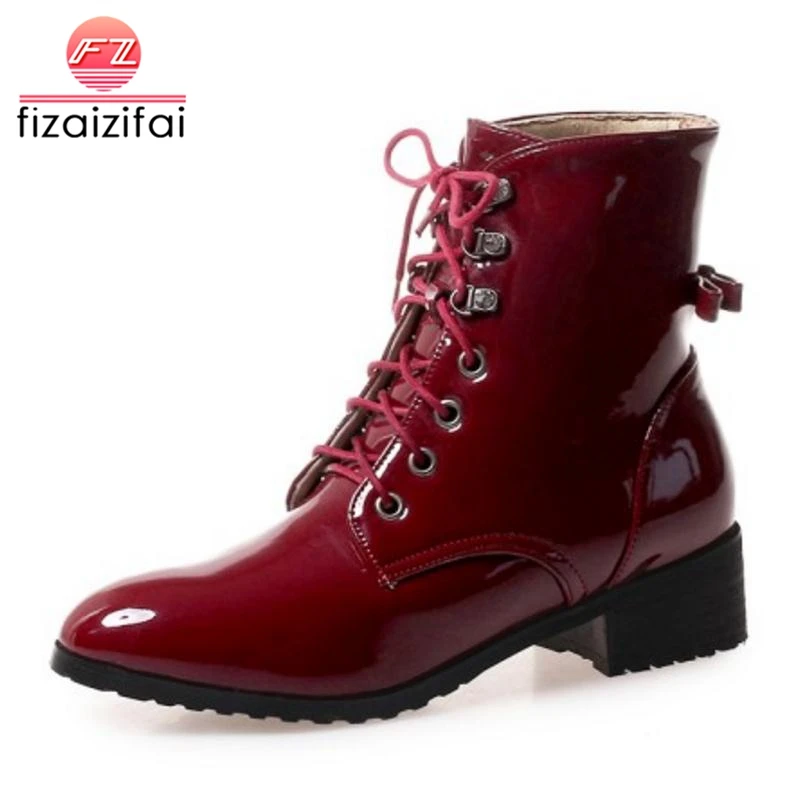 

Coolcept Women High Heels Ankle Boots Winter Lace Up Warm Fur Shoes Woman Fashion Round Toe Vacation Short Boots Size 32-43