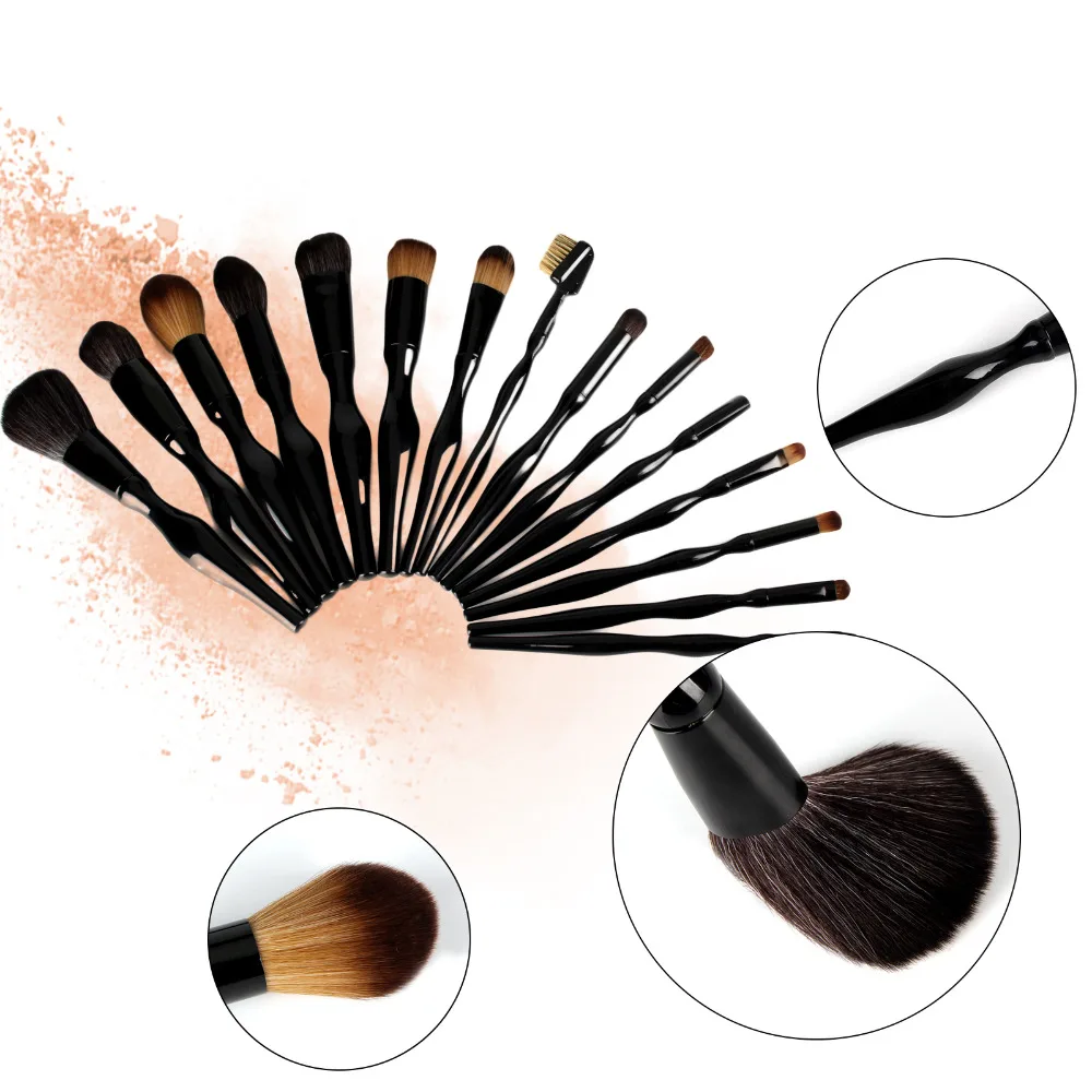 New 15pcs Professional Makeup Brushes Set Tools Make-up Toiletry Kit Make Up Brush Set Case Cosmetic Foundation Brush (27)