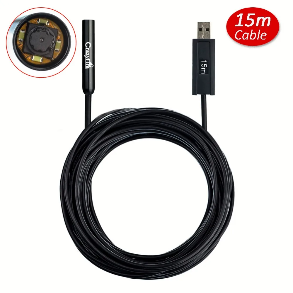 15M/49ft Cable Mini USB Inspection Borescope Endoscope Camera 4 White LEDs 10mm Lens Diameter Waterproof IP67 Snake Tube | Безопасность