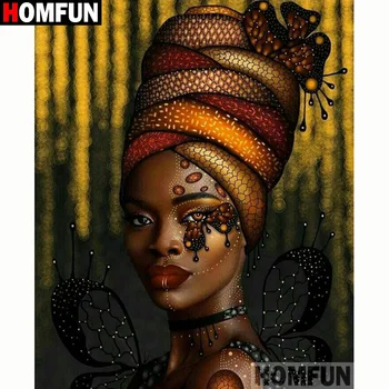 

HOMFUN Full Square/Round Drill 5D DIY Diamond Painting "African beauty" 3D Diamond Embroidery Cross Stitch Home Decor A20099