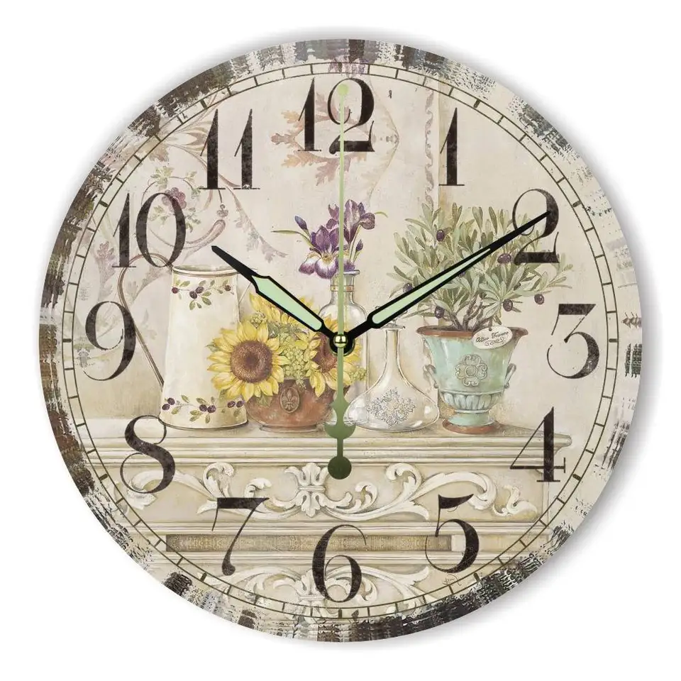 Wallpaper Woonkamer Decoratie Wandklok Met Stille Uurwerk Vintage Grote For Android Free